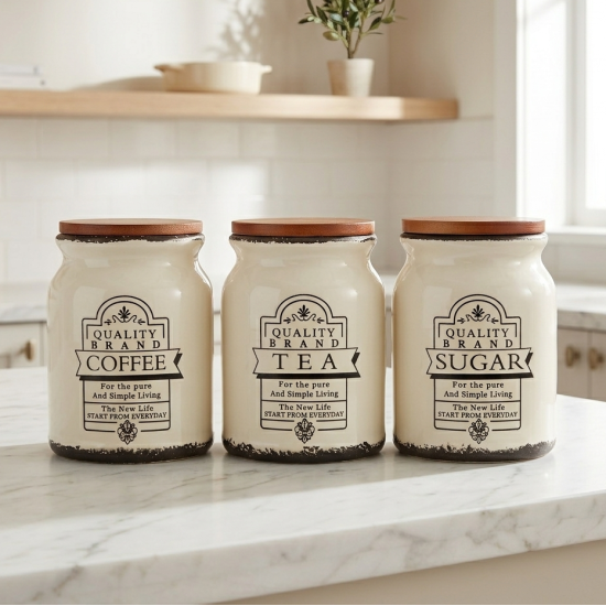 Porcelain Jar Set - 3 Pcs